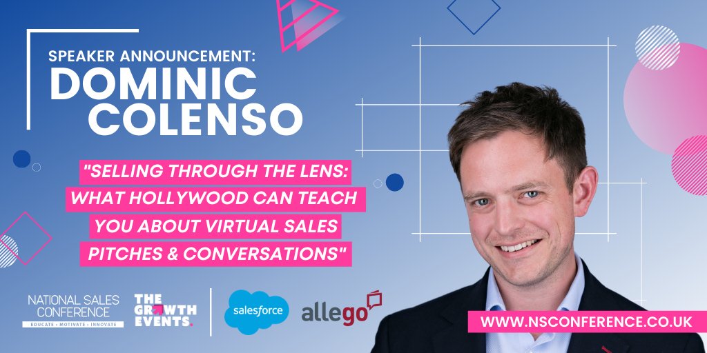 dominiccolenso's tweet photo. The Virtual National Sales Conference 2020 is happening from the 24th - 26th of November. Tune in on the 24th to hear me speak on what Hollywood can teach you about virtual sales & conversations. Visit here to book your front row seat! https://t.co/1WqnqW32vh #NSCDigital https://t.co/hYpJCf0YOK