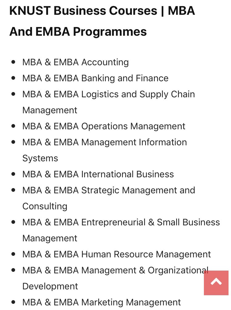 GreatKsbsa's tweet photo. Courses offered in KNUST School of Business. 

Credit: @Successafrica_ 

#ChangeTheWorld 
#SmilesUnderMask https://t.co/WjLUo84cLx