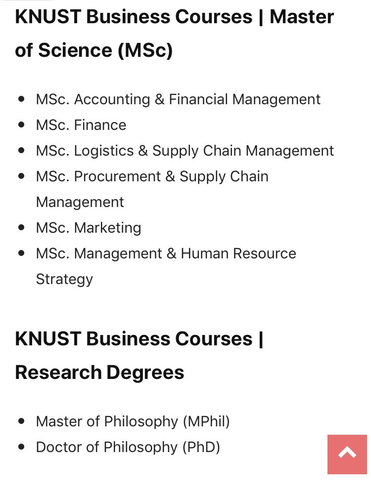 GreatKsbsa's tweet photo. Courses offered in KNUST School of Business. 

Credit: @Successafrica_ 

#ChangeTheWorld 
#SmilesUnderMask https://t.co/WjLUo84cLx