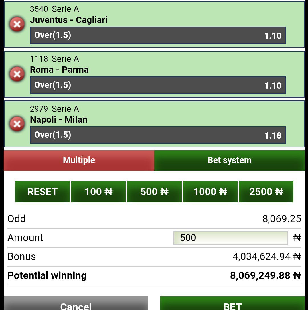 N500 to win 8m as promised on bet9ja 💥💫 98% assurance. +/- to get the 2% ✅

GGor2.5 and Overs Acc 💥 21-26th

Booking code ➡️ 100RT 

Not on Bet9ja? Register here
➡️ bit.ly/2HecxiU

Will drop edits here 
➡️ t.me/mrgreendocfree

RT for others 💥✅  <a href="/BettingTipsMan/">BTM ⚽️</a>