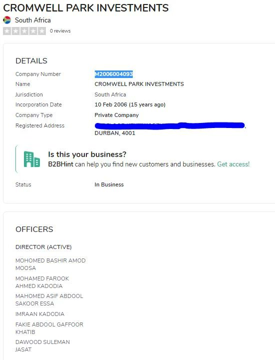 The one major company that is linked to all the directors of Maritzburg United is Cromwell Park Investments, a property rental, leasing and manage business which was incorporated in 2006. #KnowYourOwner  #DStvPrem  #PSL