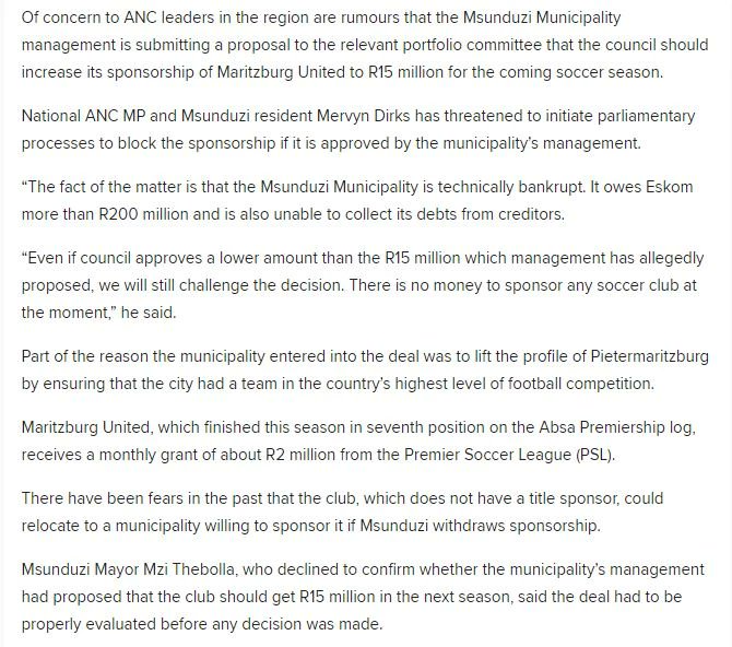 The initial contract expired this year and the municipality is considering renewing the deal.This has caused a massive scandal because they want to do this despite owing Eskom more than R200 million and being technically bankrupt. #KnowYourOwner  #Maritzburg