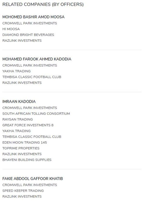 Mohomed Bashir Amod Moosa is the other director and he is behind Diamond Bright Beverages which owns the Island Thirst fruit juice and water brand among other companies. #KnowYourOwner  #PSL  #SportBusiness
