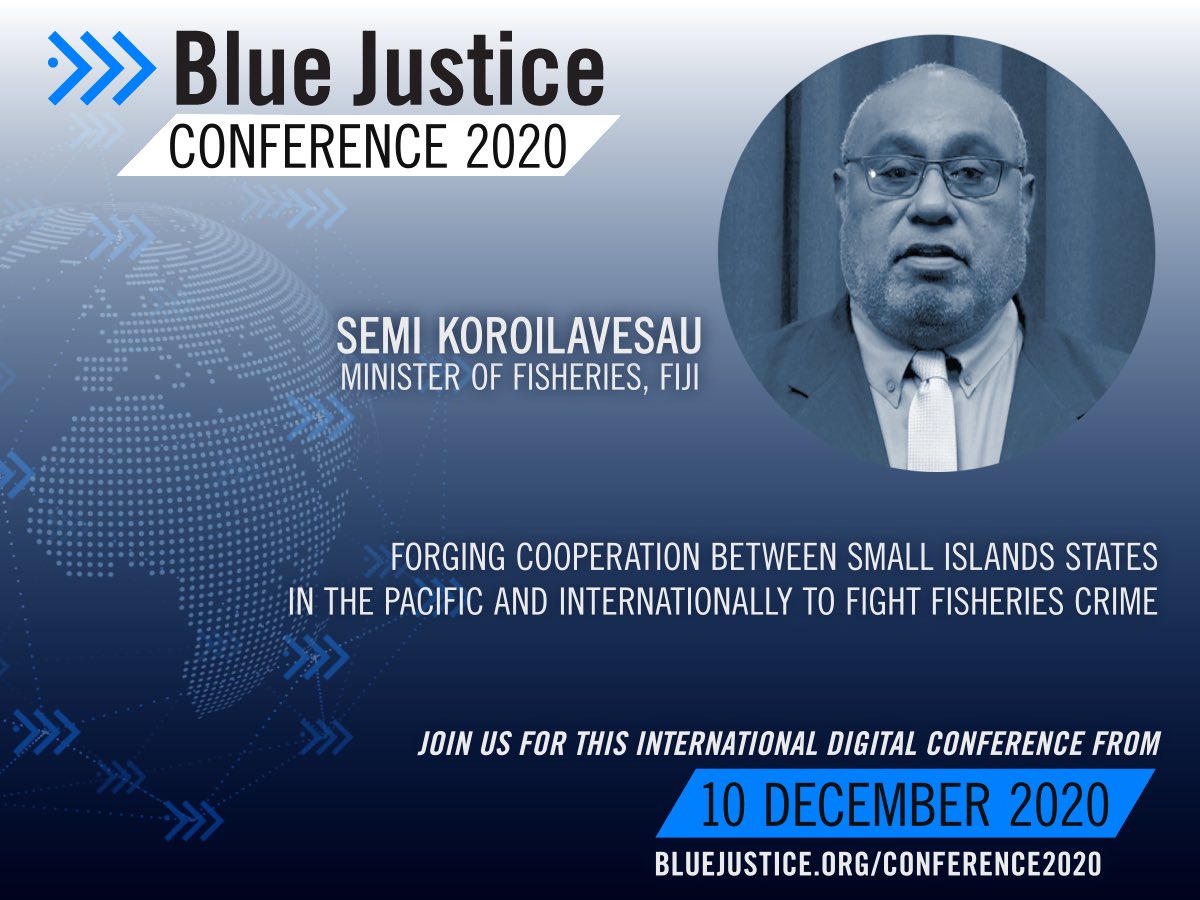 How can #smallislandstates cooperate in fighting #fisheriescrime and promote a sustainable #OceanEconomy? 

Countdown to #BlueJustice2020 Conference, with contributions from H.E Semi Koroilavesau, Minister of Fisheries, #Fiji 🌏

Register here ➡️ bluejustice.org