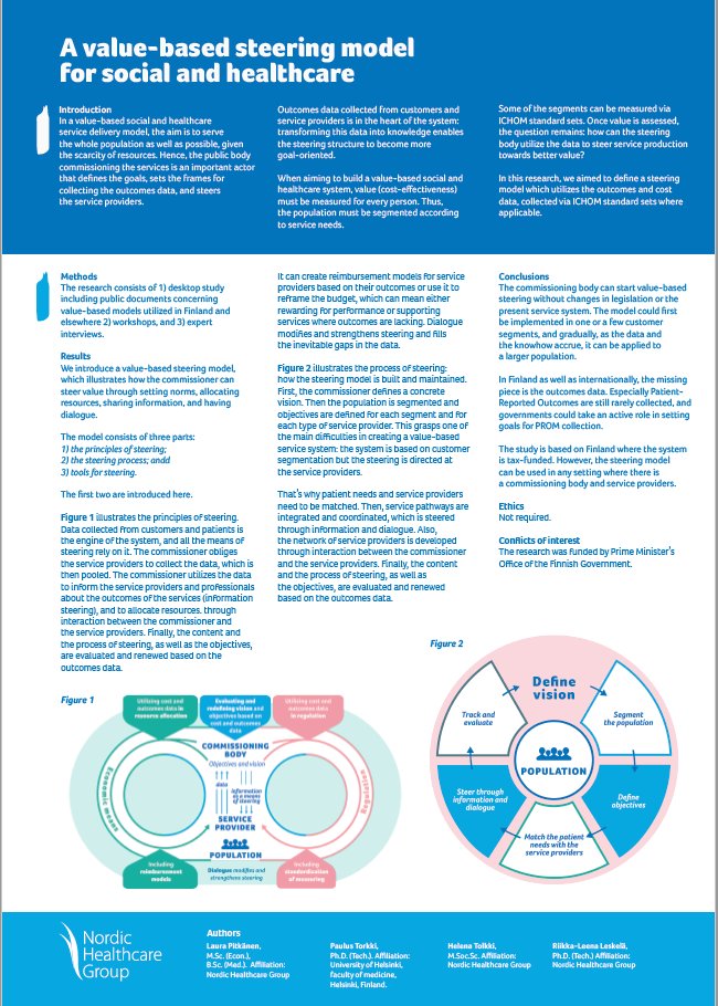ICHOM conference featured abstracts: A value-based steering model for social and healthcare

Visit the Featured Abstracts Library in ICHOM Connect to vote for a Featured Abstract to be presented during an <a href="/ICHOM_ORG/">ICHOM</a> 2021 event.

See also NHG’s abstract: conference.ichom.org/wp-content/upl…
