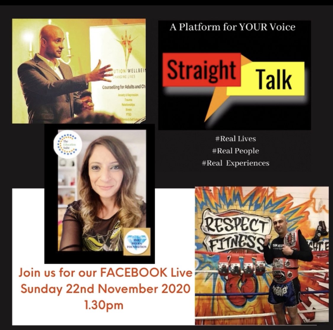 heerafoundatio's tweet photo. Join us for our collaborative project -Straight Talk Facebook live on Sunday at 1.30pm discussing Young Peoplesโ Mental Health and COVID 19.
#mysolutionwellbeing #theheerafoundation #theeducationsuite #respectfitness #mentalhealth #youngpeople #COVID19 #mentalhealthawareness https://t.co/SvhzHXNnTZ