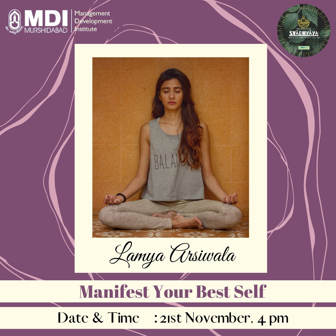 MDIM_Official's tweet photo. #MDIMurshidabad welcomes Ms. Lamya Arshiwala for a session on how to manifest our best self in challenging times like COVID through the power of Yoga, Meditation, and Self-Care.
#ManDevIans #MDI #MDIM #Yoga #Wellness #Fitness #Pranayama https://t.co/XScGezKm3H