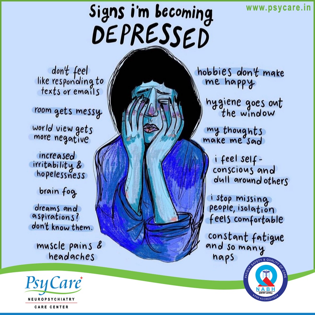 psycare_india's tweet photo. There are a lot of signs of #depression, but you may not have them all. How intense they are &amp; how long they last, are different from person to person.

Do you know the common #depressionsymptoms? Learn more about depression so you can talk openly with your doctor. #Mentalhealth https://t.co/hi27653LYI