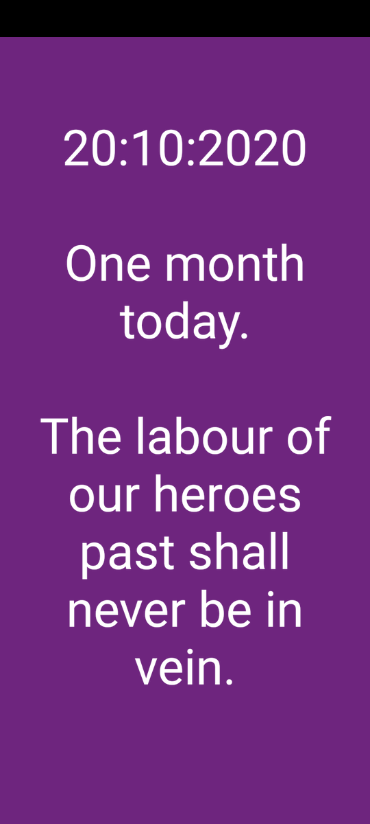 Joseph15583897's tweet photo. One month today.

The labour of our heroes past shall never be in vein.
#wemove2020 
#endSARs 
#EndPoliceBrutality 
#ENDBADGOVERNANCE 
#whogavetheorder 

@burnaboy 
@falzthebahdguy https://t.co/MnFQgEKzqj