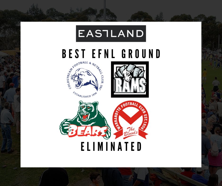 Eastern_FNL's tweet photo. Eastland Best EFNL Ground | Four more clubs bite the dust, with their grounds falling out of the race, with Coldstream going down by just 1 vote!

Semi Finals next week! https://t.co/XujLmxaXDn