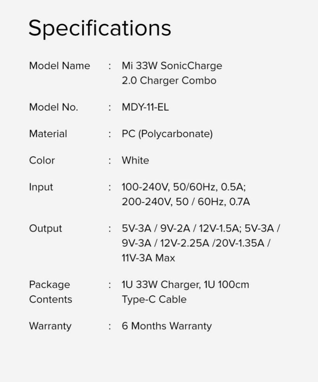 Mi 33W SonicCharge 2.0 Charger White]Product Info - Mi India