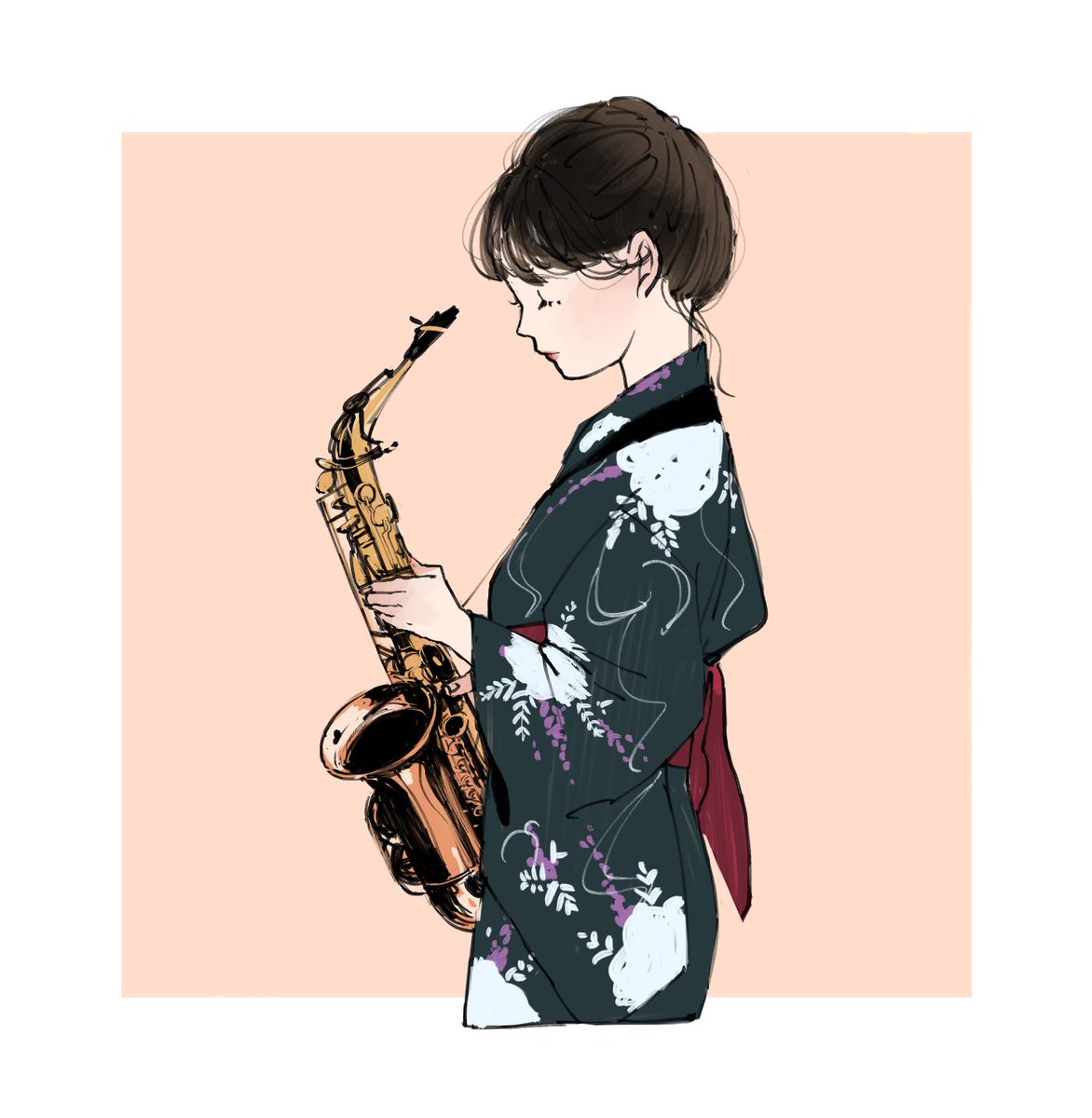 サックス奏者のcanaさん Cana Asme のグッズイラストを担当してお 凪のイラスト サックス奏者のcanaさん Cana Asme のグッズイラストを担当してお 凪のイラスト