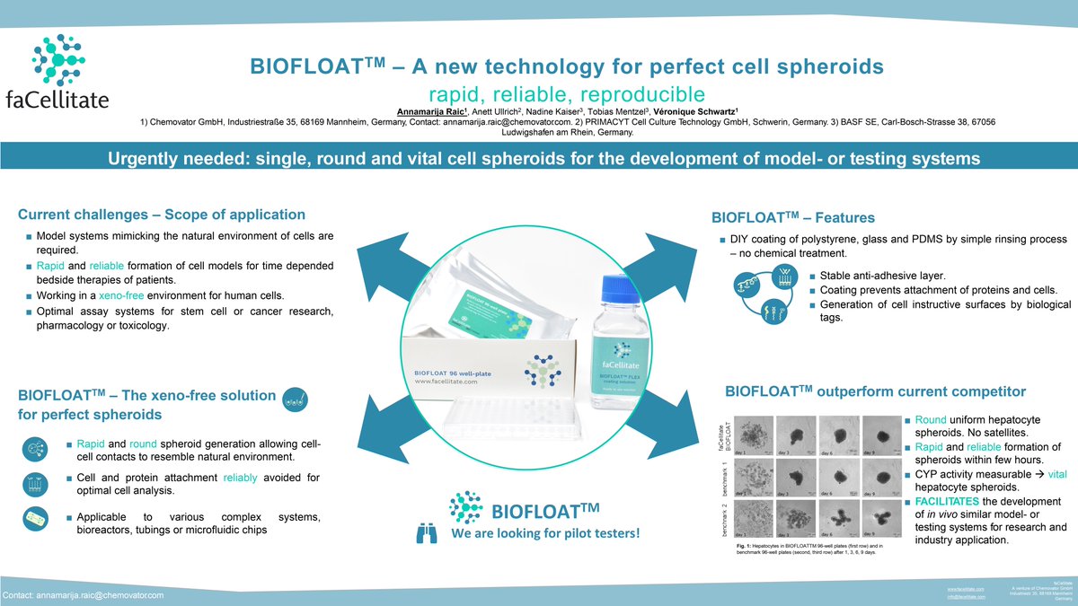 facellitate's tweet photo. Are you ready for #BAC2020 by @BioRNCluster?
Join us and take a look to the poster about our #Biofloat products and technology!
#innovation #Biotechnology #3dcellculture https://t.co/I8eDDJKifq