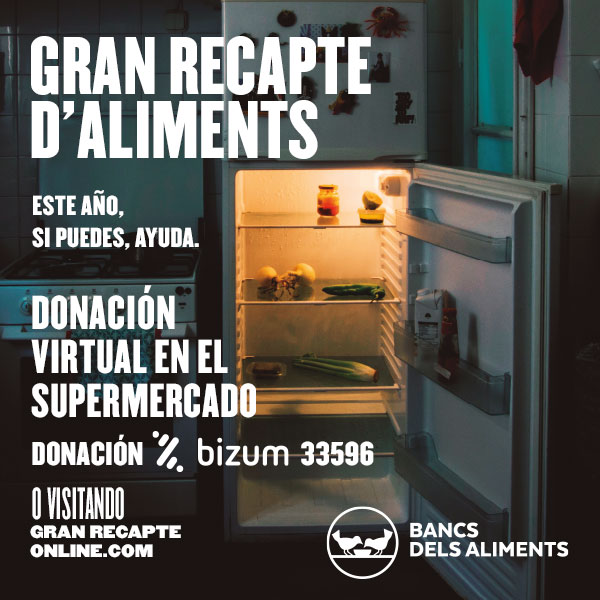 Este año, más que nunca, debemos conseguir que el  <a href="/GranRecapte/">Gran Recapte</a> sea inmenso, ya sea a través de donaciones en caja o bien de la donación online granrecapteonline.com
Desde 023 os animamos a sumar por esta causa tan necesaria <a href="/BancAlimentsBcn/">Banc dels Aliments de Barcelona</a> #GranRecapte2020