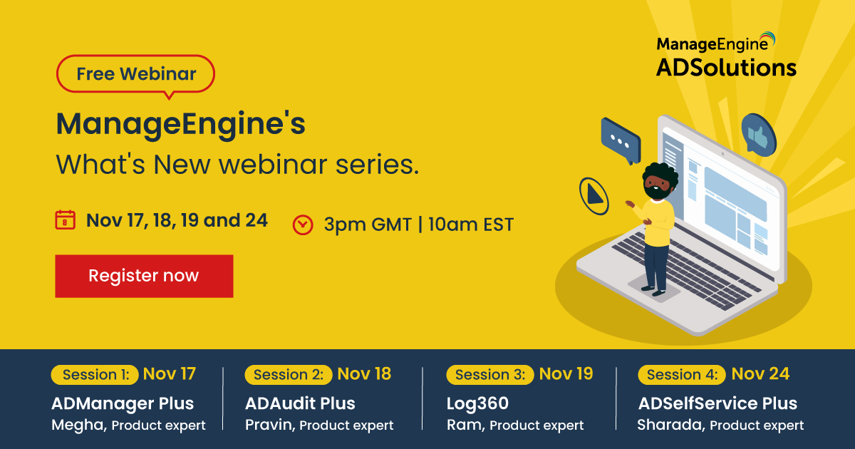 Ultimo appuntamento per il ciclo di #webinar di @ManageEngine 😱
🗓 24 novembre, ore 16 🕔
Il protagonista sarà il servizio ADSelfService Plus 💣
Non mancare, registrati qui: https://t.co/NmWkrmHO32
#CyberSecurity #Security #digitalsecurity https://t.co/l4LXCxCi5r