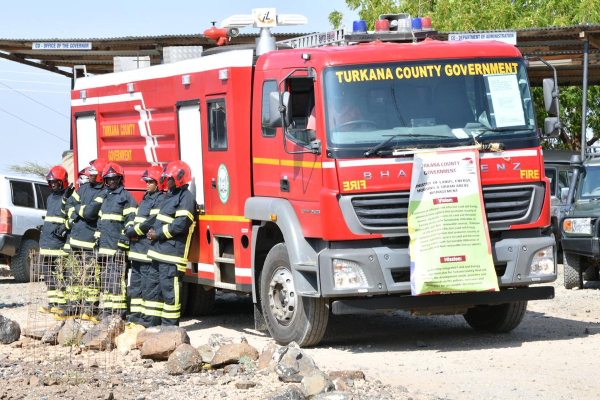 GovernorNanok's tweet photo. Happy to have commissioned the County Government fire engine under the Directorate of Urban Areas Management.
The engine is equipped to respond to fire emergencies within Lodwar Municipality and its environs. https://t.co/A1Pefcwmoy