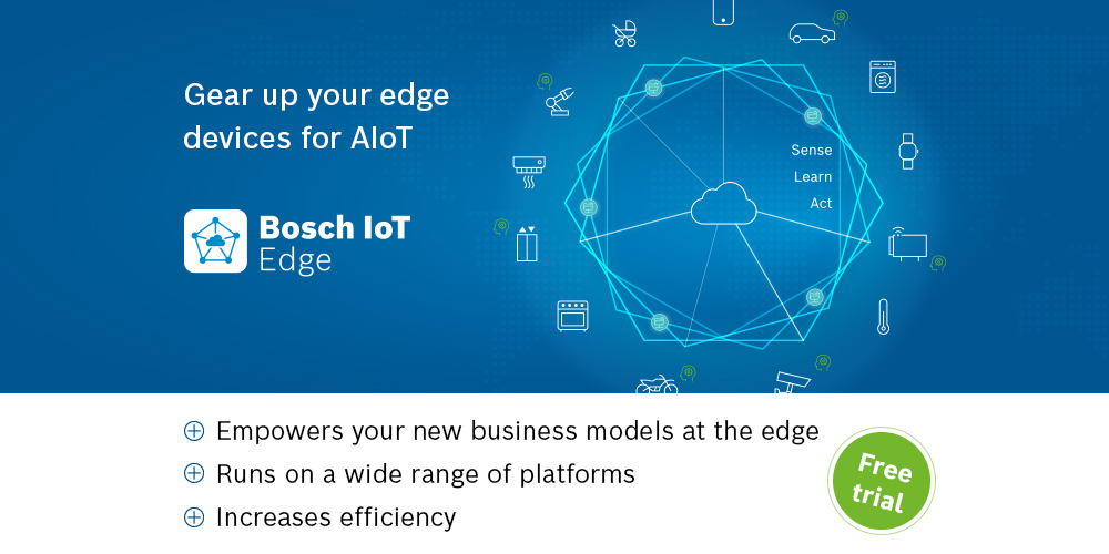 Develop new business models and revenue streams and connect previously unconnected products! Discover how the new Bosch IoT Edge enables your #AIoT solutions. Get the free trial: bit.ly/357Ni9U