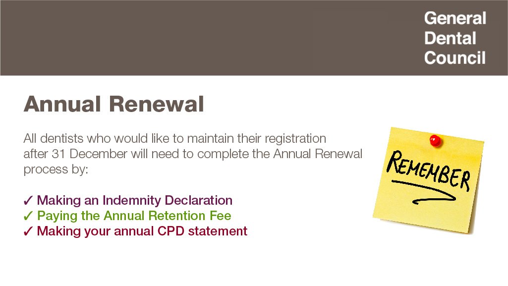 GDC on Twitter "Dentists, to renew your registration you need to