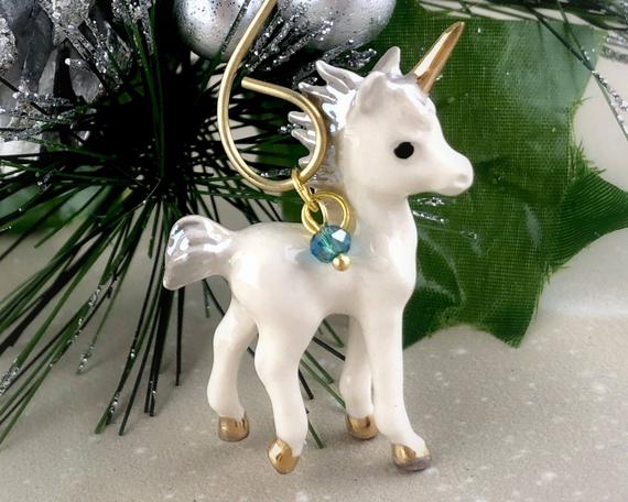 Porcelain Unicorn Ornament - Unicorn Christmas etsy.me/2E5F9cI #home&living #homedcor #ornaments&accents #porcelainunicorn