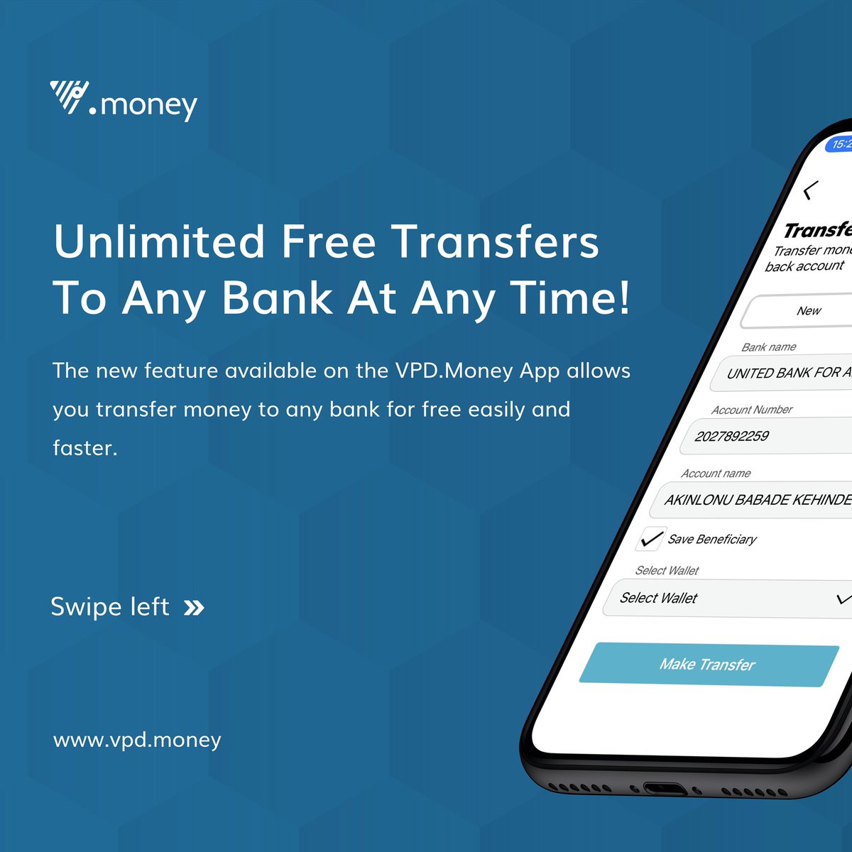 VPDMoney's tweet photo. Transfer money to any bank in Nigeria at no cost or hidden charges  at all.

Hop on this new wave at https://t.co/JYATBIkoJg

#vpdmoney https://t.co/oV5BLHGO34