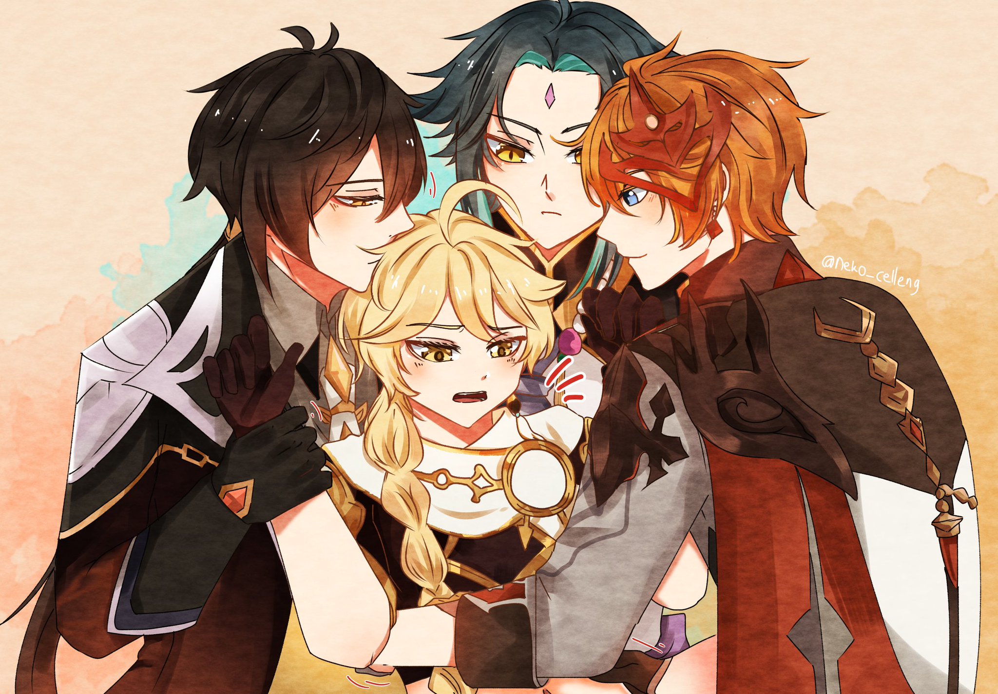 黒い猫 Nc Working On Comm A 原神 Xiao Aether Childe Tartaglia Zhongli Genshinimpactfanart Genshinimpact Fanart