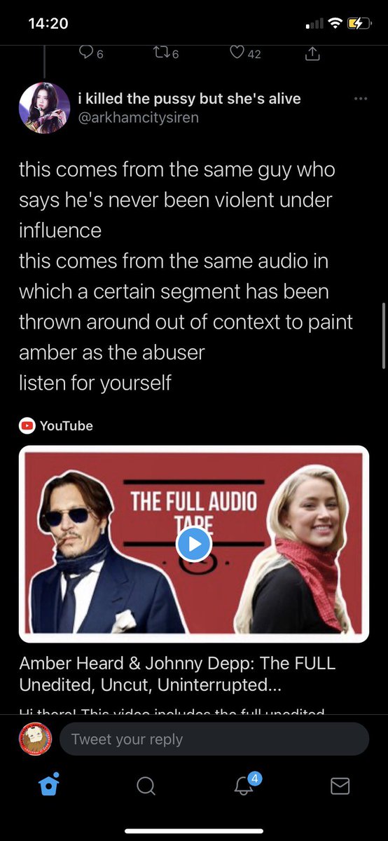 Imagine pretending to tell the truth, but sending a link to an edited audio recording. Here's the full tapes posted by Court TV, so you can be sure I'm not leading you to a biased source  https://www.courttv.com/news/amber-heard-witness-statements-depp-blamed-the-monster-for-physical-verbal-abuse/