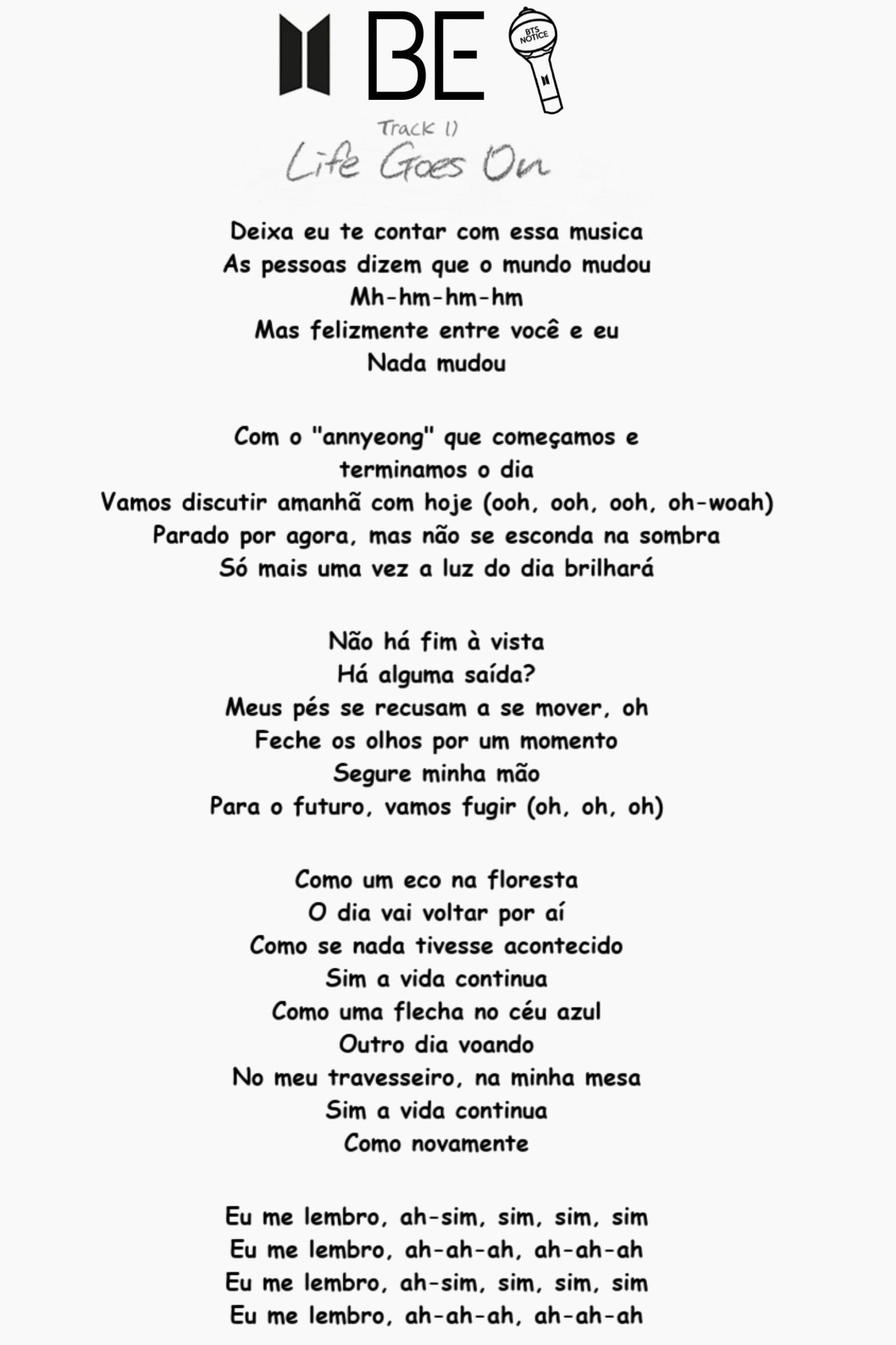 ray on X: a letra de life goes on assim  / X