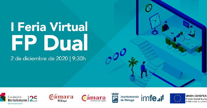 FBertelsmann's tweet photo. Llega la I #FeriaFPDual de Málaga organizada junto a @Camara_Malaga que tendrá lugar el 2/12 en formato virtual. A través de la feria se desarrollarán actividades que relacionarán al tejido empresarial con los diferentes agentes participantes en la #FPDual. ¡Inscríbete ya!