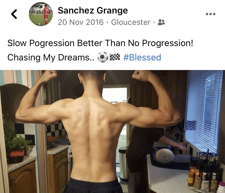 SanchezGrange's tweet photo. 4 Years Ago Today! Them Lighter / Leaner Days π© Few Stone Heavier Nowadays, But Feel Better For It πͺπ½ Pace & Power! #TrustTheProcess #GetMeBackOnThatPitch β³β½οΈ https://t.co/yCU3pFXsZG