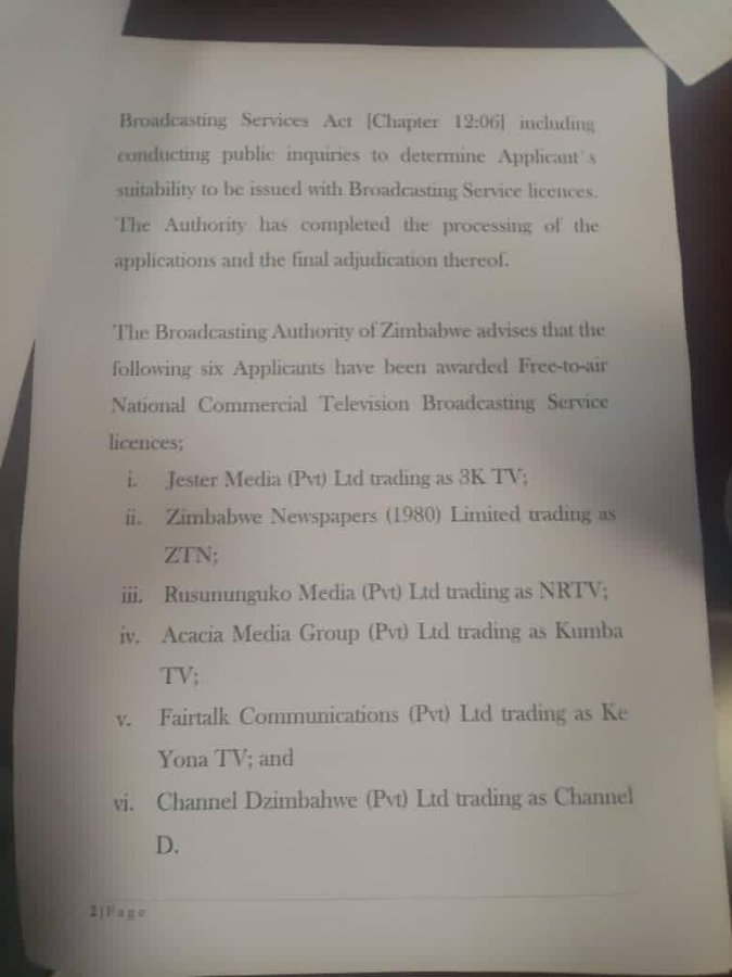 Broadcasting authority of zimbabwe