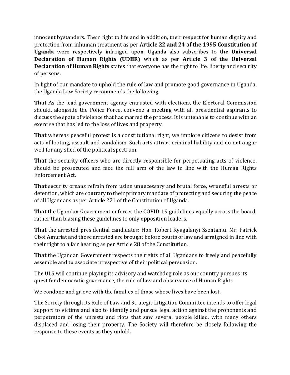 NelsonHavi's tweet photo. The Law Society of Kenya stands in solidarity with Uganda Law Society and President @PheonaWall in condemning the violations of fundamental human rights and freedoms of Ugandans by the regime of President Yoweri Kaguta Museveni. The violations and violence should cease. ^POLSK https://t.co/afOtjVEyMO