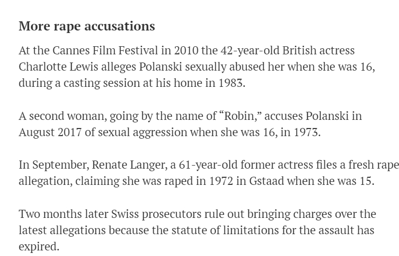 you can read the timeline here  https://www.timesofisrael.com/the-polanski-case-what-we-know-after-40-years/