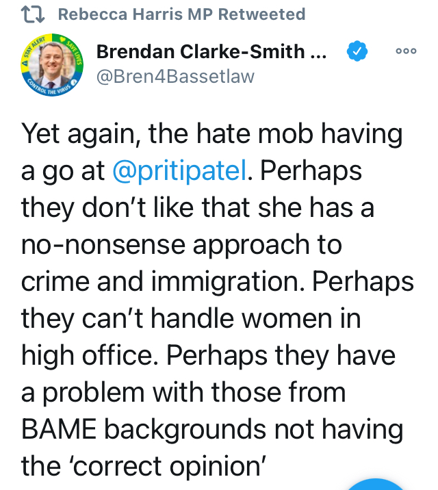 hate mobno-nonsense approachcan't handle wome in high officehave a problem with BAME person not having "correct opinion"