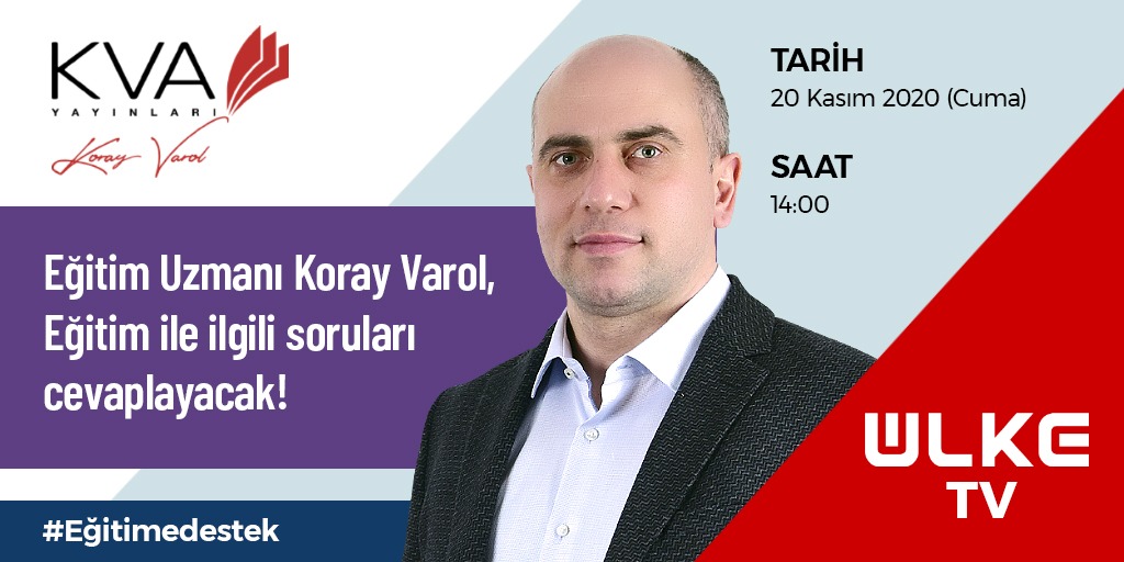 Eğitim Uzmanı Koray Varol, bugün saat 14.00'da Ülke Tv'de eğitim ile ilgili soruları cevaplayacak.
#ülketv #korayvarolakademi #korayvarol #başarı #başarıyolunda #kvayayıncılık