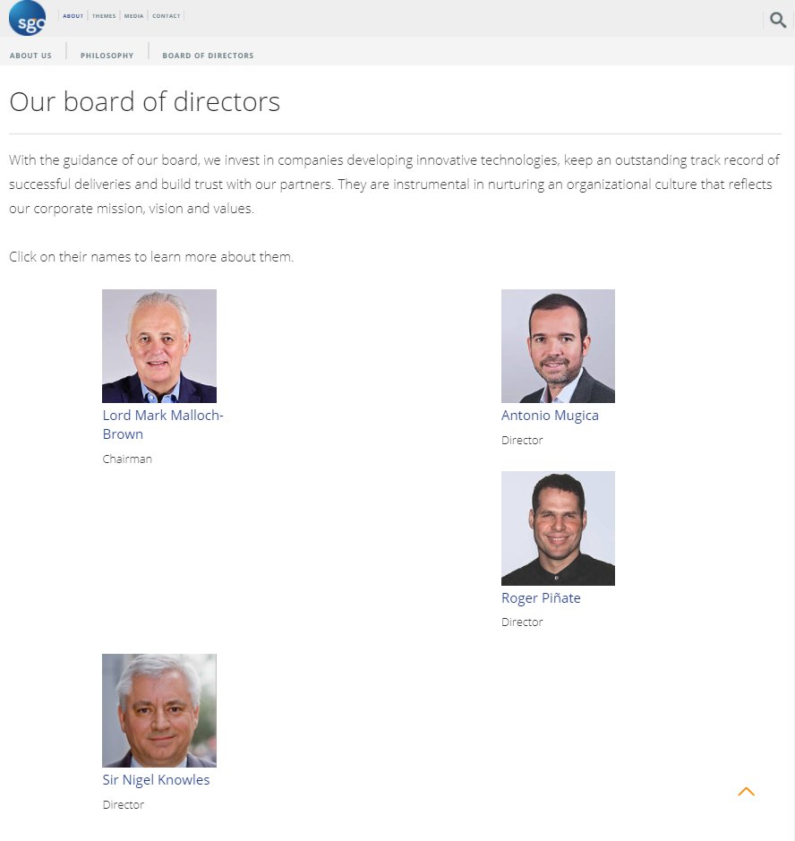 They launched a company called SGO Corporation Limited.   https://www.sgo.com/about/In  "In 2014, Mugica together with British Lord Mark Malloch-Brown announced the launching of the SGO Corporation Limited"