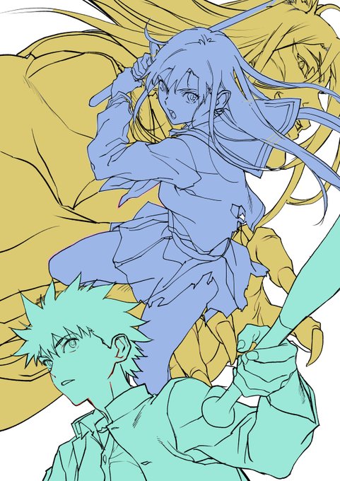 #線画と塗った後を見せてください
「異世界帰りの勇者が現代最強!」三巻のカバーイラスト!流行りに若干乗り遅れつつ乗ってみる 