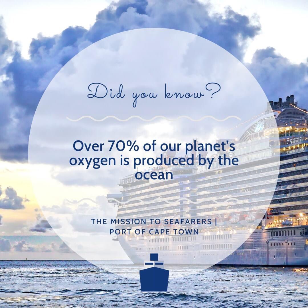 MissionCape's tweet photo. #FactFriday
It’s thought that between 70 and 80% of the oxygen we breathe is produced by marine plants, nearly all of which are marine algae. 

#MissionToSeafarersCPT #seafarers #maritime #lifeatsea #ship #merchantnavy #shipping #seaman #shipspotting #instaship #seafarer https://t.co/YheU1kkyXq