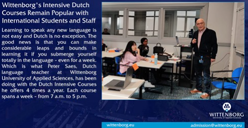 Wittenborg's Intensive Dutch courses remain popular with international students and staff. Each course spans a week – from 7 a.m. to 5 p.m. #PeterSaes leads the #DutchIntensive course 4 times a year. Read more: tiny.cc/bm35tz