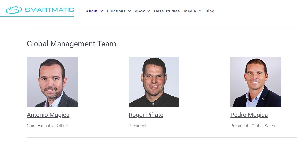 Neffenger is Chairman, the global management team are the Mugica Bro's and Roger Piñate. https://www.smartmatic.com/about/our-team/ 