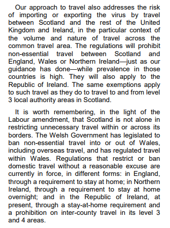 2/ In Holyrood debate yesterday, they were defended by the SNP minister Aileen Campbell as comparable to the restrictions put in place in Wales.