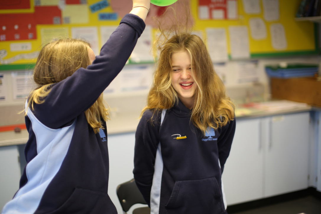 CHSSTEM's tweet photo. Balloons and static electricity go hand in hand! Always a fun science lesson. Year 8 enjoyed the hair raising lesson this week as they learned about the imbalance between negative and positive charges.⚡️ https://t.co/IOjoelkNUI