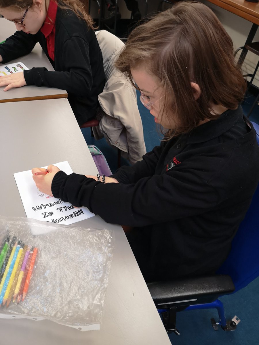 StChrisWrexham's tweet photo. The take over of @Wrexham_AFC by  @VancityReynolds and @RMcElhenney has been the talk of the school this week, so we've decided to welcome both to Wrexham as part of our assembly. We're hoping to have some finished work for @OfficialDLOWAFC  by next week https://t.co/IxAgYhBt3m