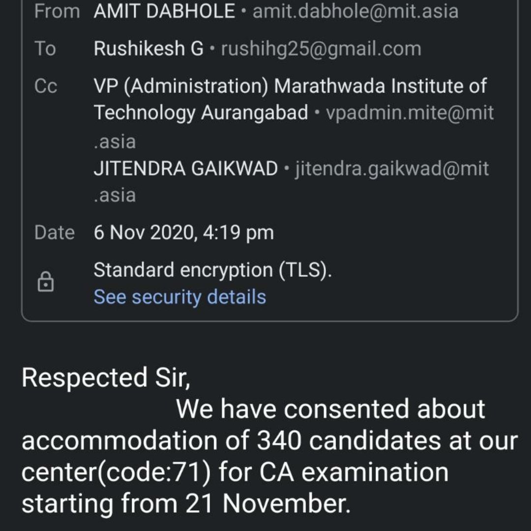 Rushike80154362's tweet photo. My Centre MIT college, Aurangabad,Maharashtra says they have consented 340 candidates in their center. https://t.co/jcRWJMouek