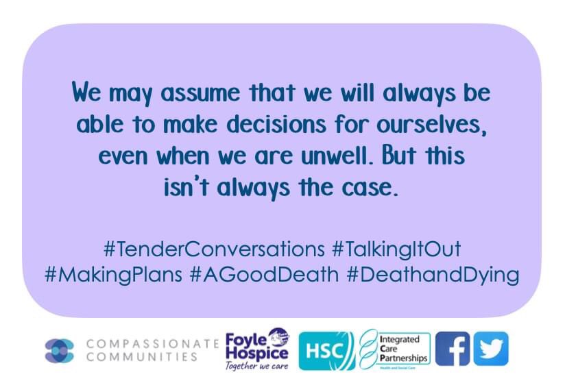 #TenderConversations #TalkAboutIt #PlanAhead #ImportantChat #LiveWellDieWell #DyingMatters #DeathandDying #AdvancedCare #DecliningHealth #LivingWellUntilTheEnd