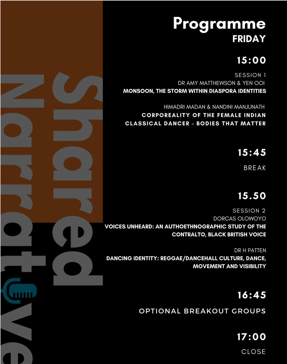 S_Narratives's tweet photo. Day 3 has dawned!
Today we will be hearing from @Visual_Cultures and @yenooi, Himadri Madan and Nandini Manjunath, Dorcas Olowoyo and Dr H Patten! ππΎ
Chaired by @PileGray ππΎ
See you all at 3pm GMT. #Shared2020 https://t.co/zJecxSoPac