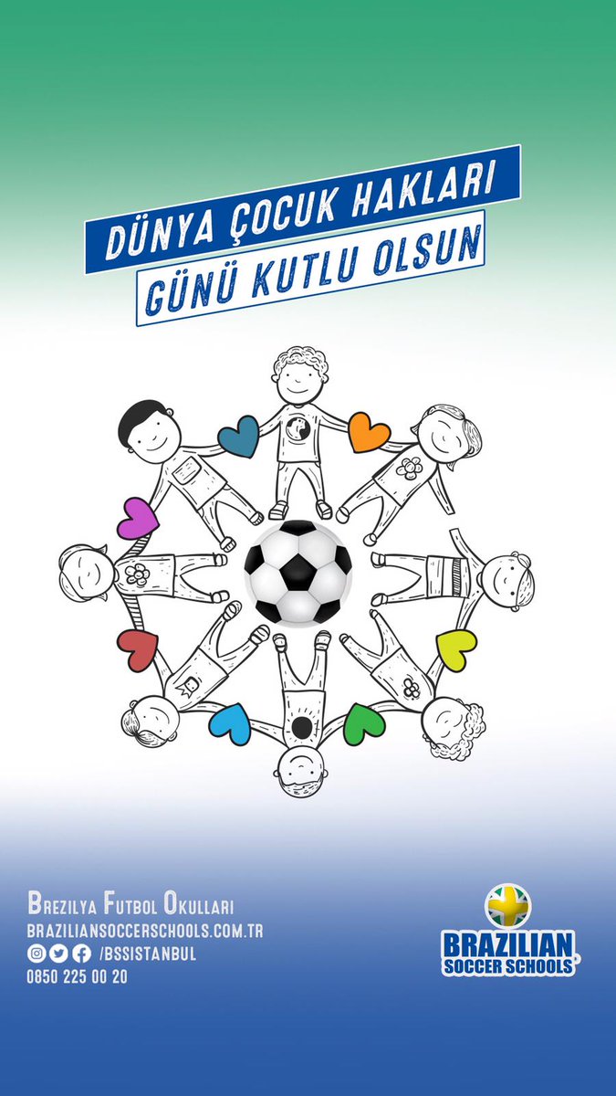 Bugün 20 Kasım Dünya Çocuk Hakları Günü!
Brezilya Futbol Okulları olarak, her çocuğun eşit şartlarda yaşamasını ümit ediyor bunun için çalışıyoruz! 

İyi futbol eğitimi her çocuğun hakkı! 

#futbolokulu #futbol #20kasım #çocuk #futbolunokulu