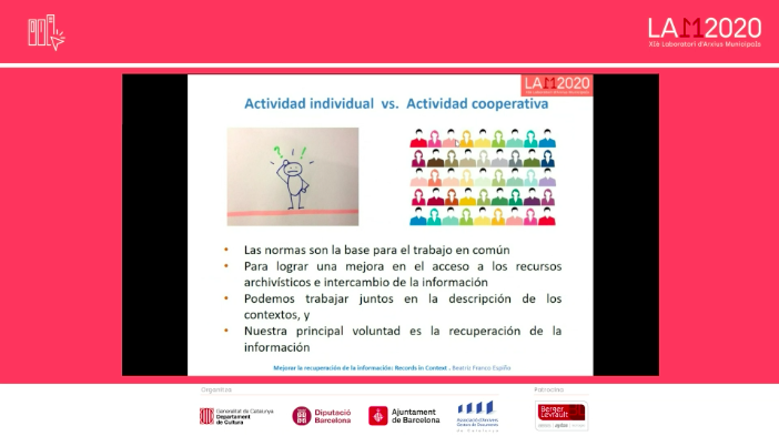 CoeliPlatform's tweet photo. Des d'una perspectiva crítica, la @BeatrizFrancoEs reflexiona sobre l'eficàcia dels procediments actuals al món de l'arxivística i ens anima a repensar els engranatges interns de manera interrelacional.
#11LAM #LAM2020 #XAMDIBA #arxiusmunicipals #arxiversitinerants https://t.co/xbdeZIbrdZ