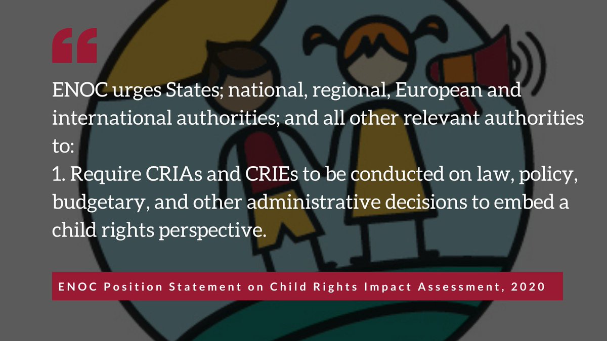 ENOChildren's tweet photo. On the occasion of #WorldChildrensDay, the freshly adopted ENOC 2020 Position Statement on Child Rights Impact Assessment, a key mechanism for implementing the UNCRC, is out today. Check it out here 👉 https://t.co/7cUjFsZy8O
#PromotingCRIA https://t.co/8hJ4pF5RhE