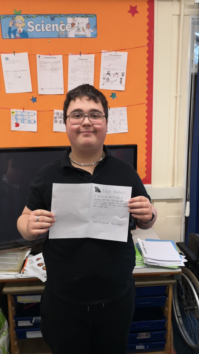 Today in school we've been welcoming <a href="/VancityReynolds/">Ryan Reynolds</a> and <a href="/RMcElhenney/">Rob Mac</a> to Wrexham. Loving Charlie Read's welcome card #weallmakemistakes