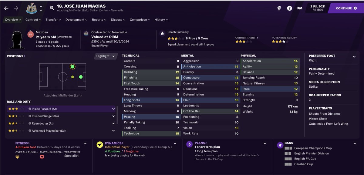 TRANSFERS IN - Summer 20/21Okay, so the fun bit... here's who I added to the squad:- Guga (RB) £9.75m- José Juan Macías (SC) £8.5m- Ludwig Augustinsson (DL) £4.4m- Manuel Ugarte (DMC) £1.9 (retraining to MC) #FM21  #NUFC5/